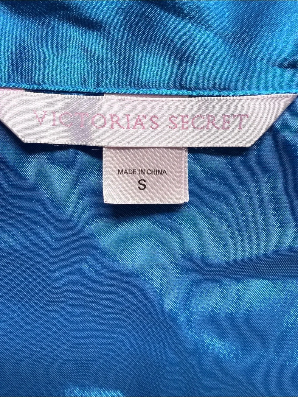 Victoria’s Secret Aqua Satin Button-Front Sleep Shirt